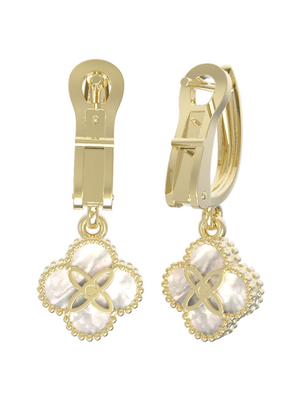 Серьги из лимонного золота c бриллиантами и перламутром