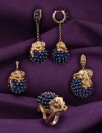 Серьги из золота c эмалью и лазуритом