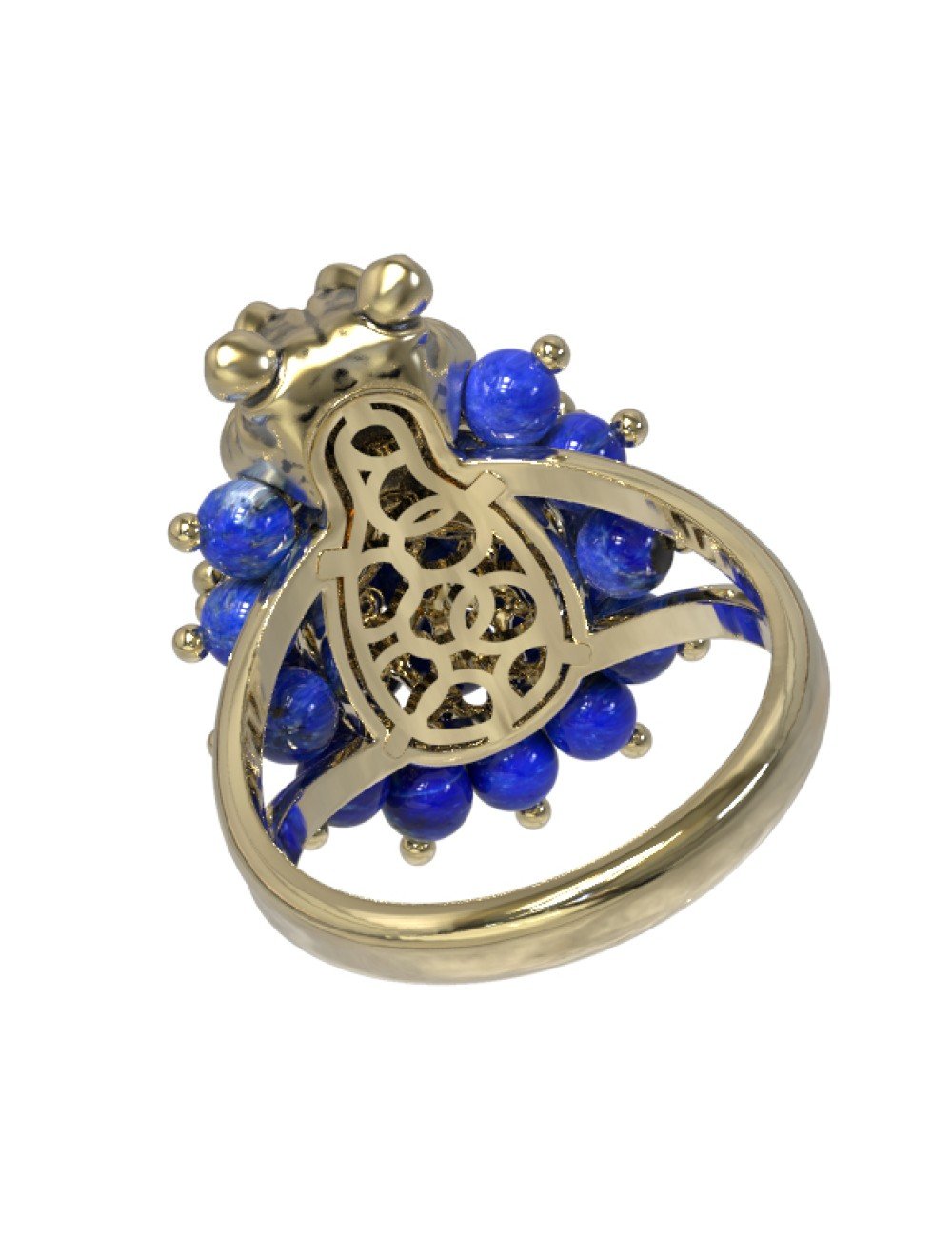 Кольцо из лимонного золота c эмалью и лазуритом