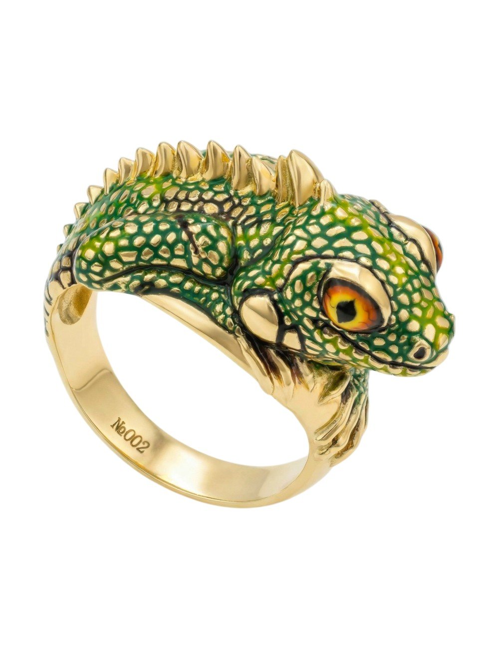 Кольцо из лимонного золота c эмалью и рубином