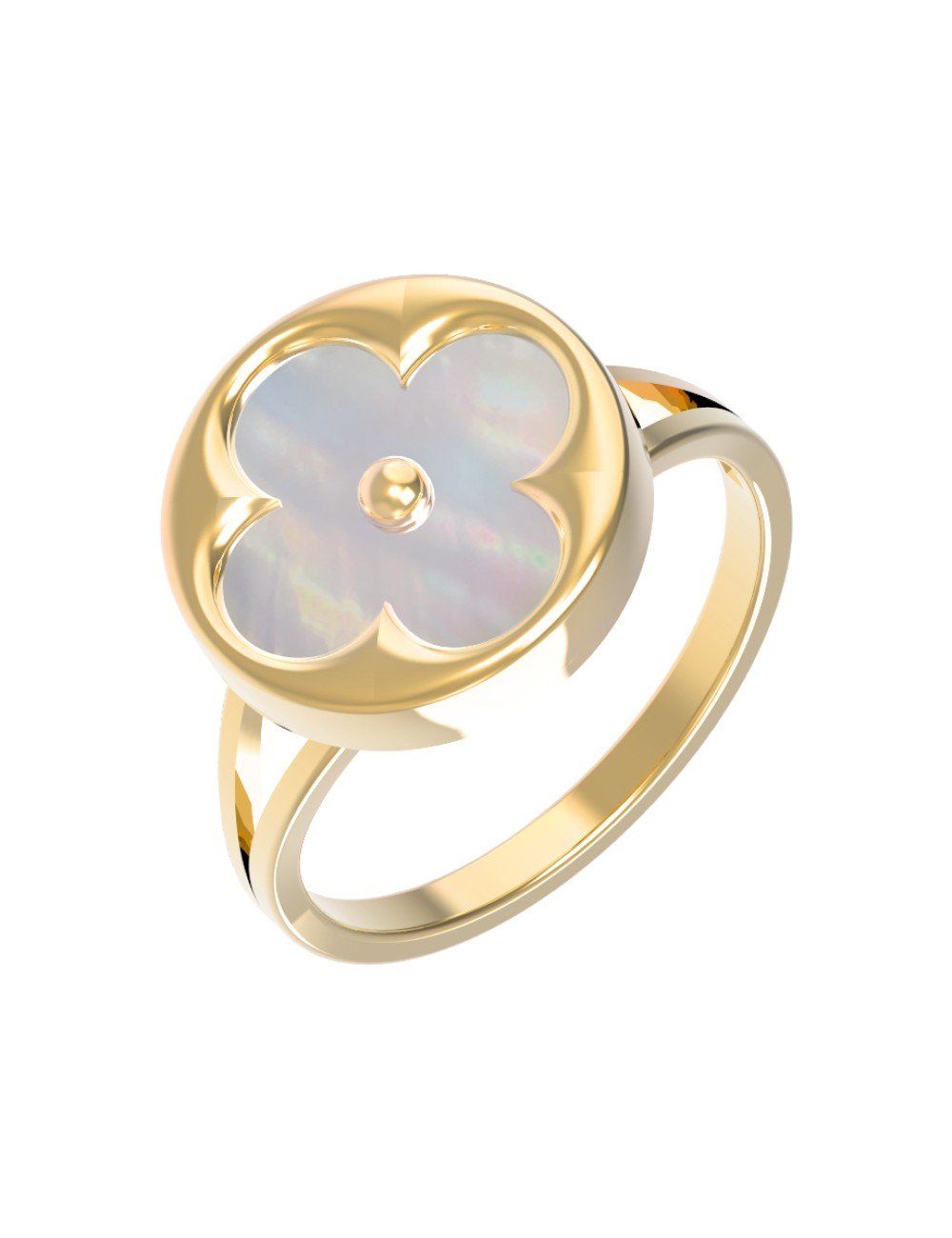 Кольцо из лимонного золота c перламутром