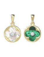 Подвеска из лимонного золота c бриллиантами, малахитом и перламутром