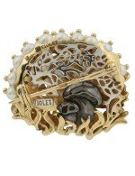 Брошь из лимонного золота c эмалью и жемчугом