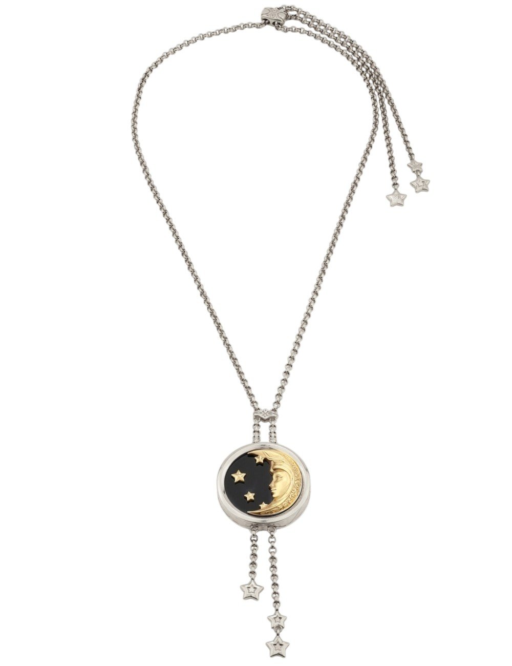 Колье из белого золота c ониксом и перламутром