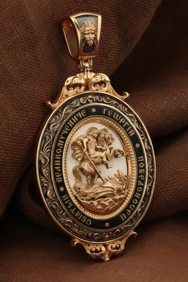 Образок из золота c эмалью