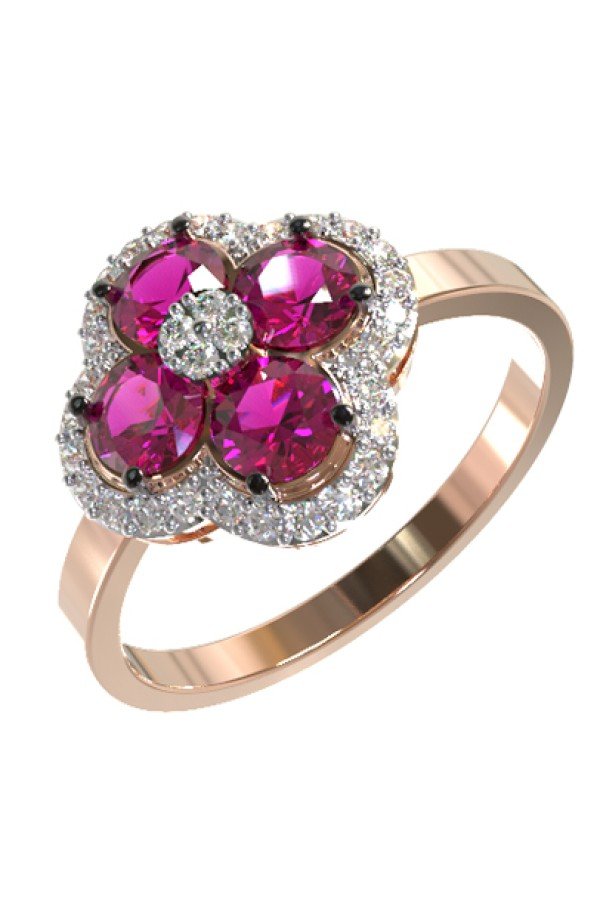 Кольцо из золота c бриллиантами и рубином