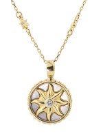 Колье из лимонного золота c бриллиантами, ониксом и перламутром