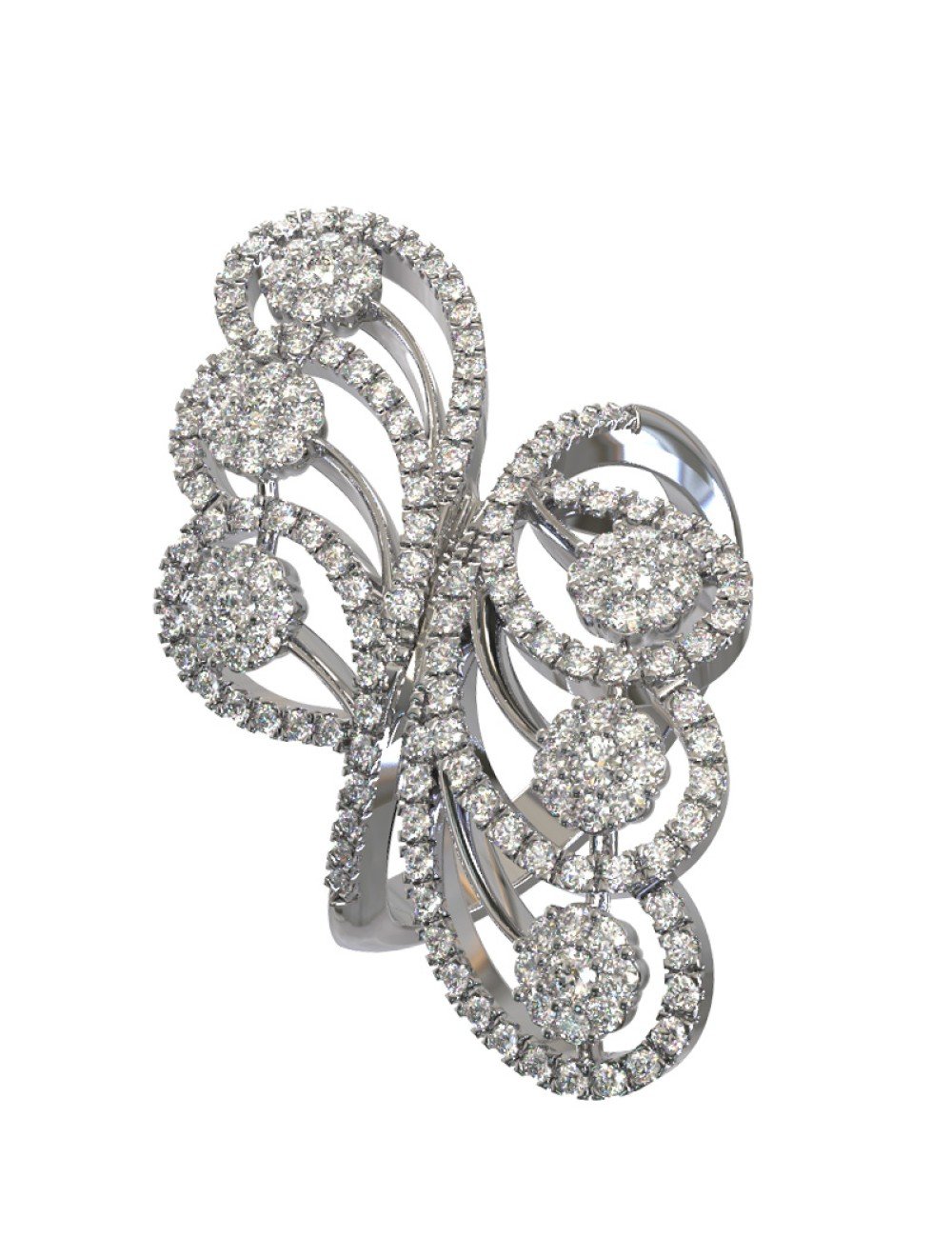 Кольцо из белого золота c бриллиантами