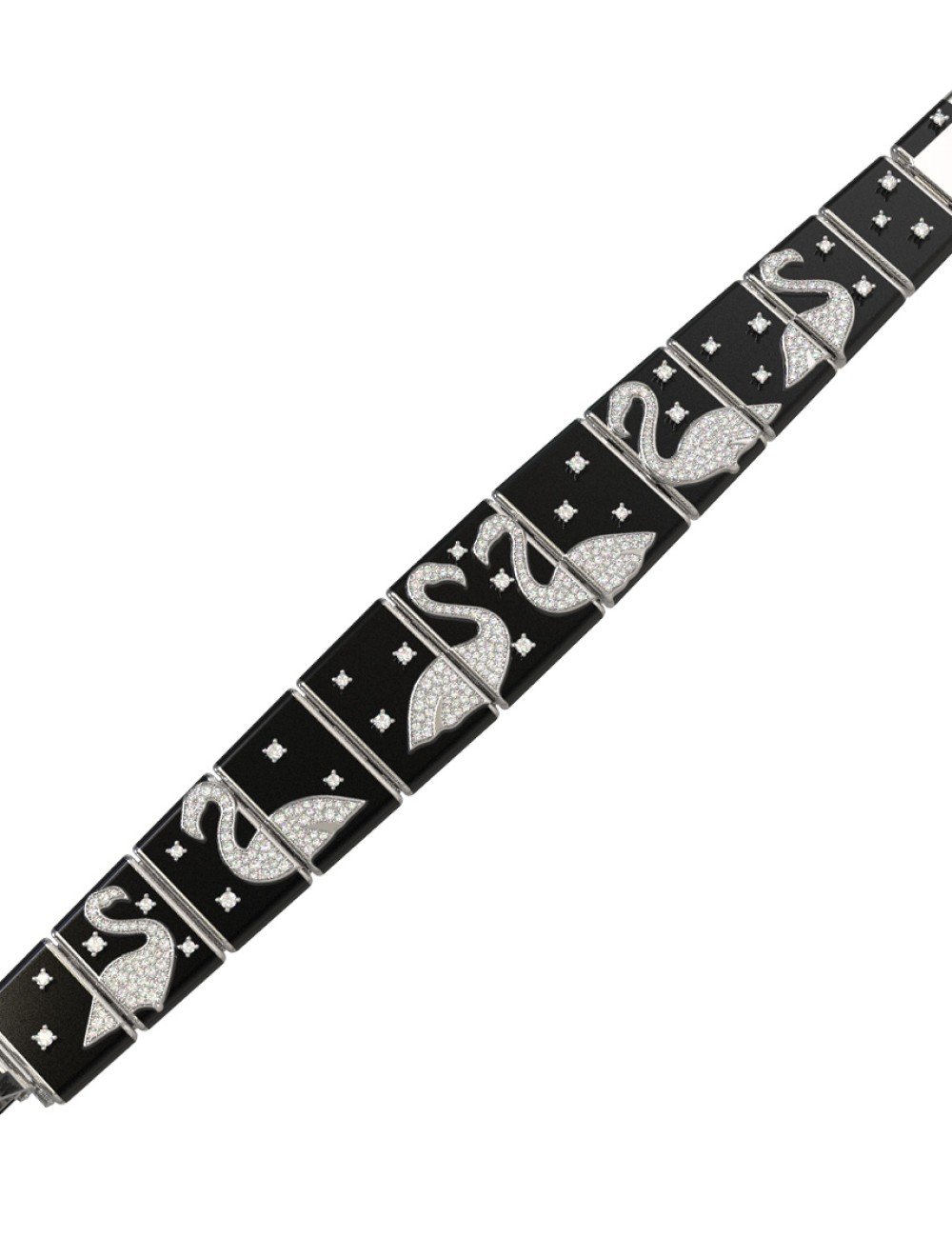 Браслет из белого золота c бриллиантами и ониксом