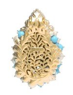 Подвеска из лимонного золота c жемчугом и бирюзой