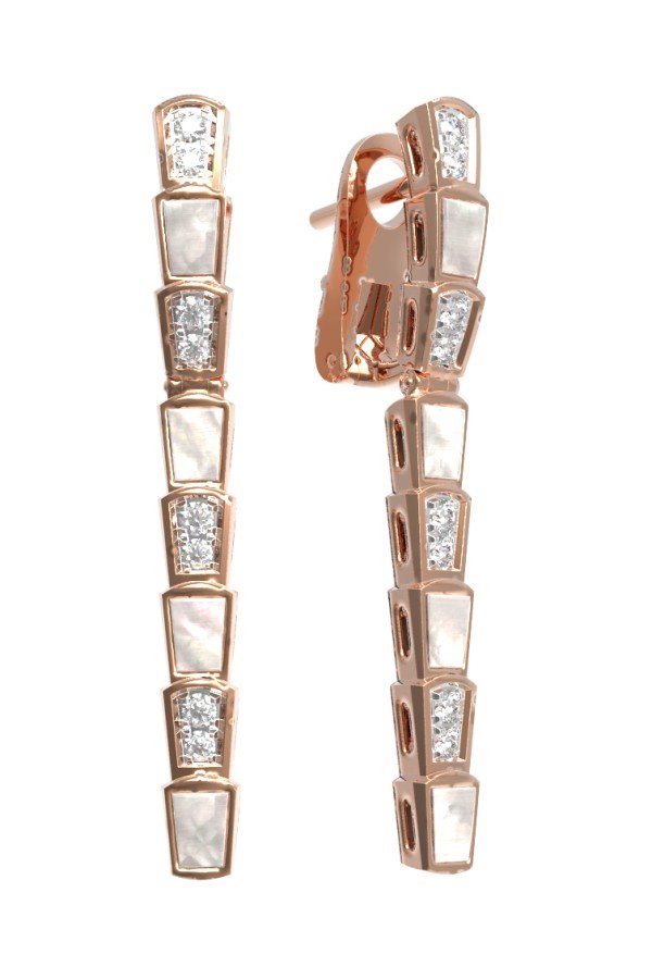 Серьги из золота c бриллиантами и перламутром