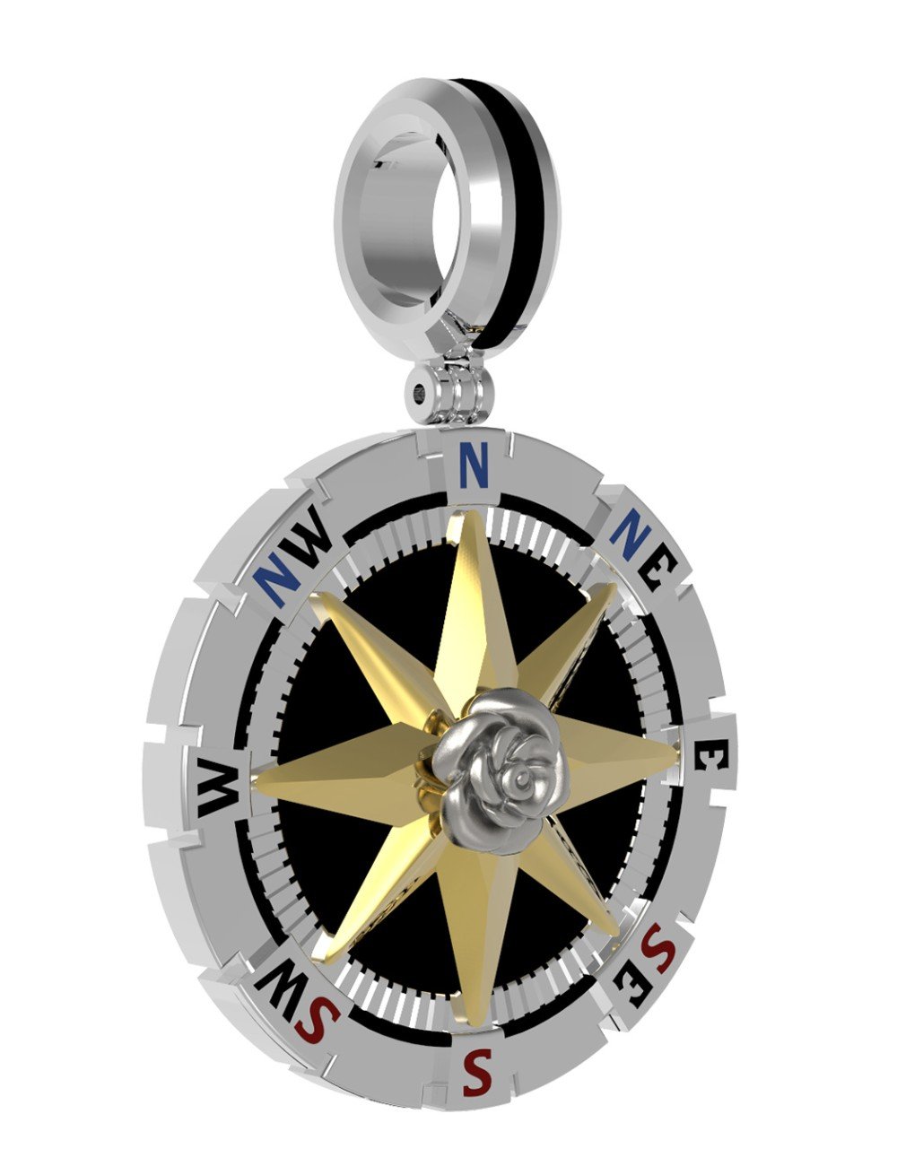 Подвеска из белого золота c эмалью и ониксом