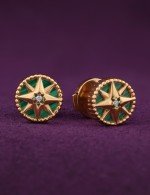 Серьги из золота c бриллиантами и малахитом