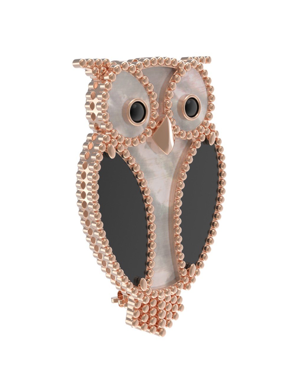 Брошь из золота c эмалью, ониксом и перламутром