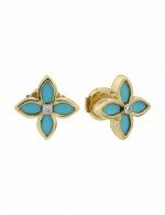 Серьги из лимонного золота c бриллиантами и бирюзой