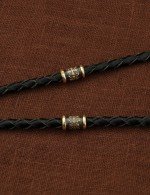 Гайтан из лимонного золота c кожаным шнурком