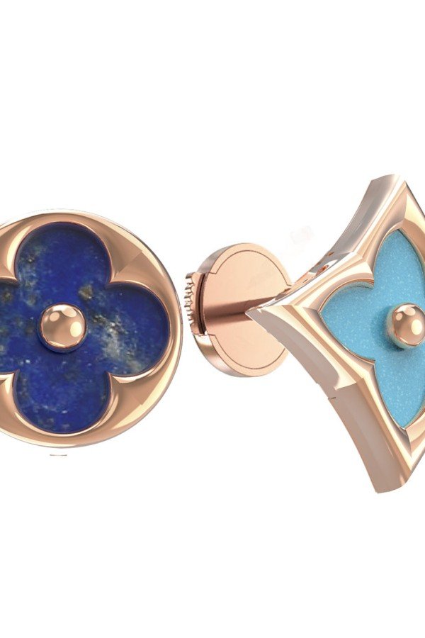 Серьги из золота c бирюзой и лазуритом