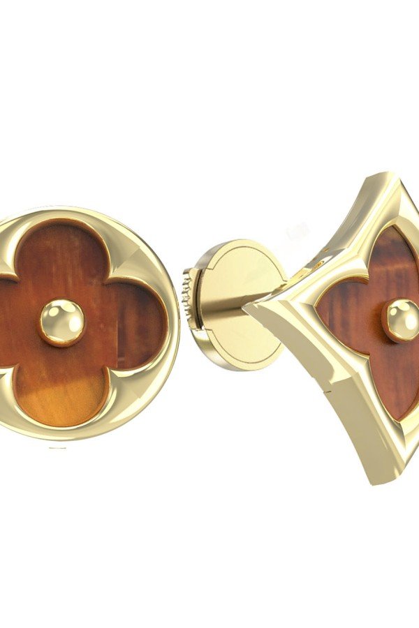 Серьги из лимонного золота c тигровым глазом