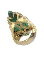 Кольцо из лимонного золота c бриллиантами и малахитом