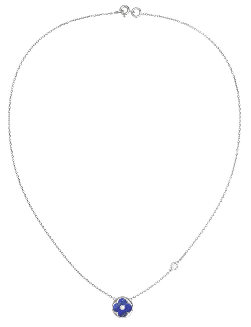 Колье из белого золота c бриллиантами и лазуритом