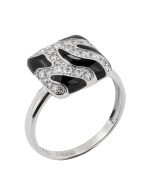 Кольцо из белого золота c эмалью и бриллиантами