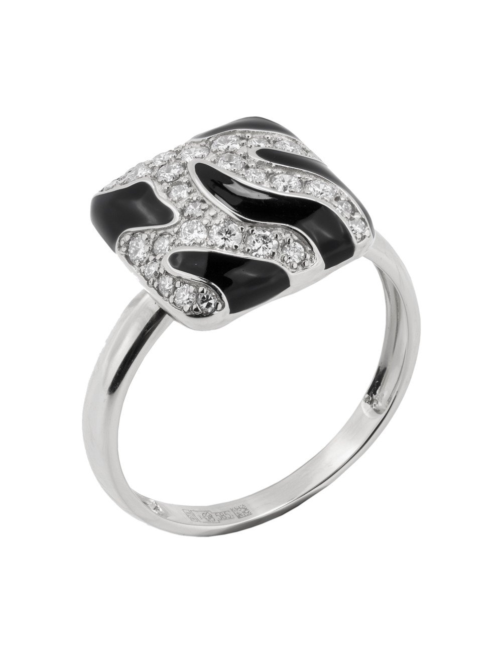 Кольцо из белого золота c эмалью и бриллиантами