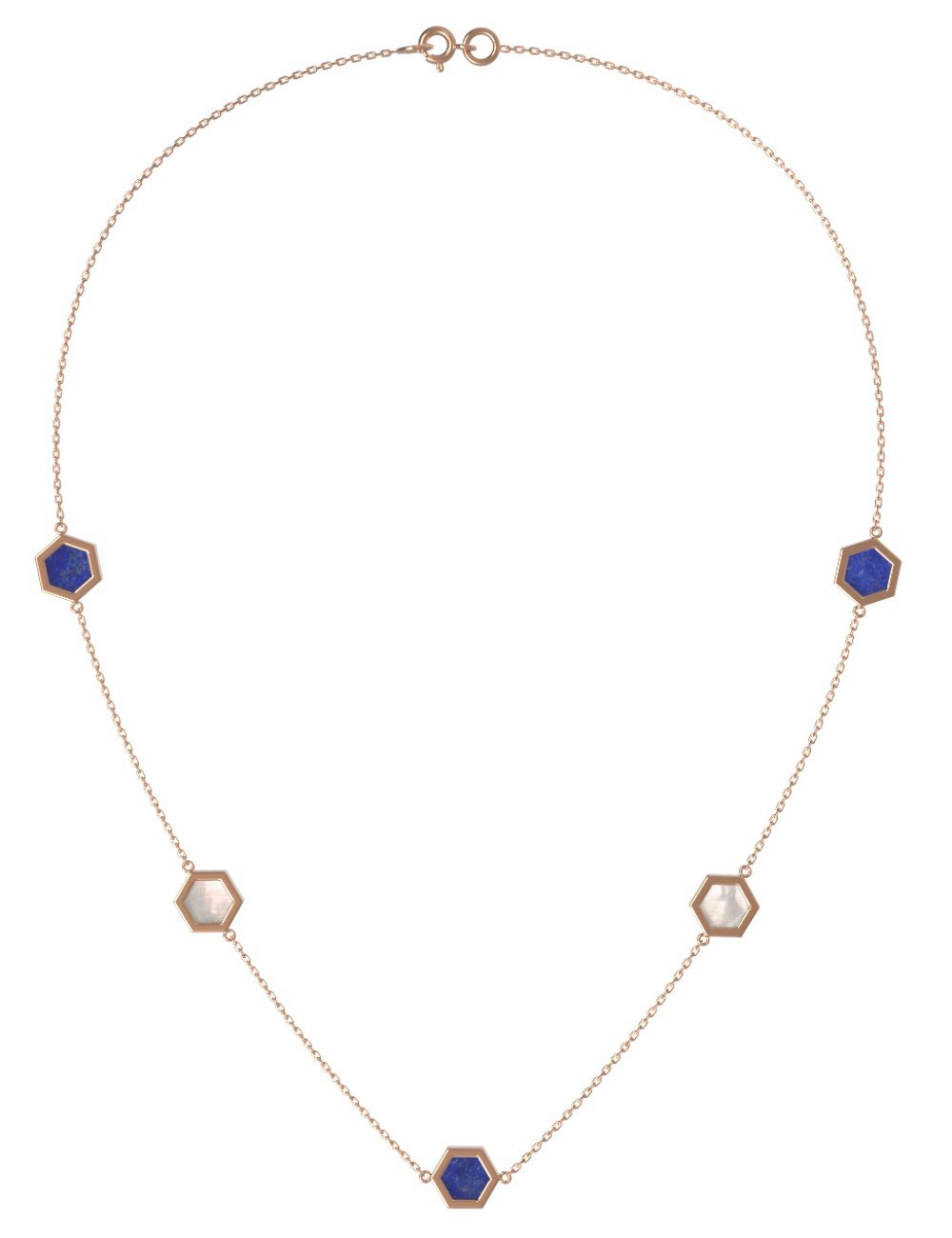 Колье из золота c лазуритом и перламутром