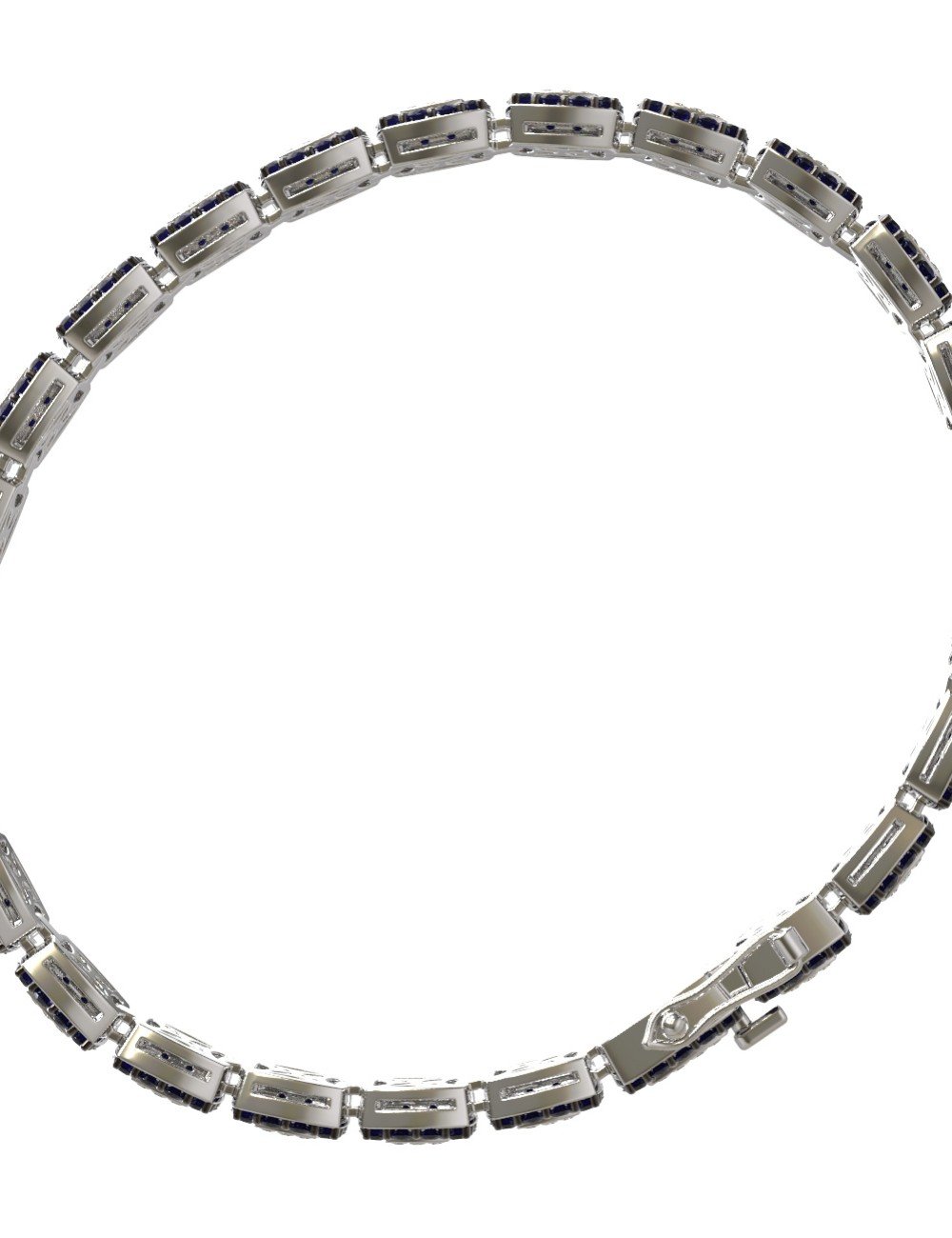 Браслет из белого золота c бриллиантами и сапфиром