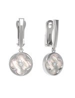 Серьги из белого золота c бриллиантами и перламутром