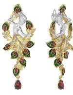 Серьги из лимонного золота c фианитом и гранатом