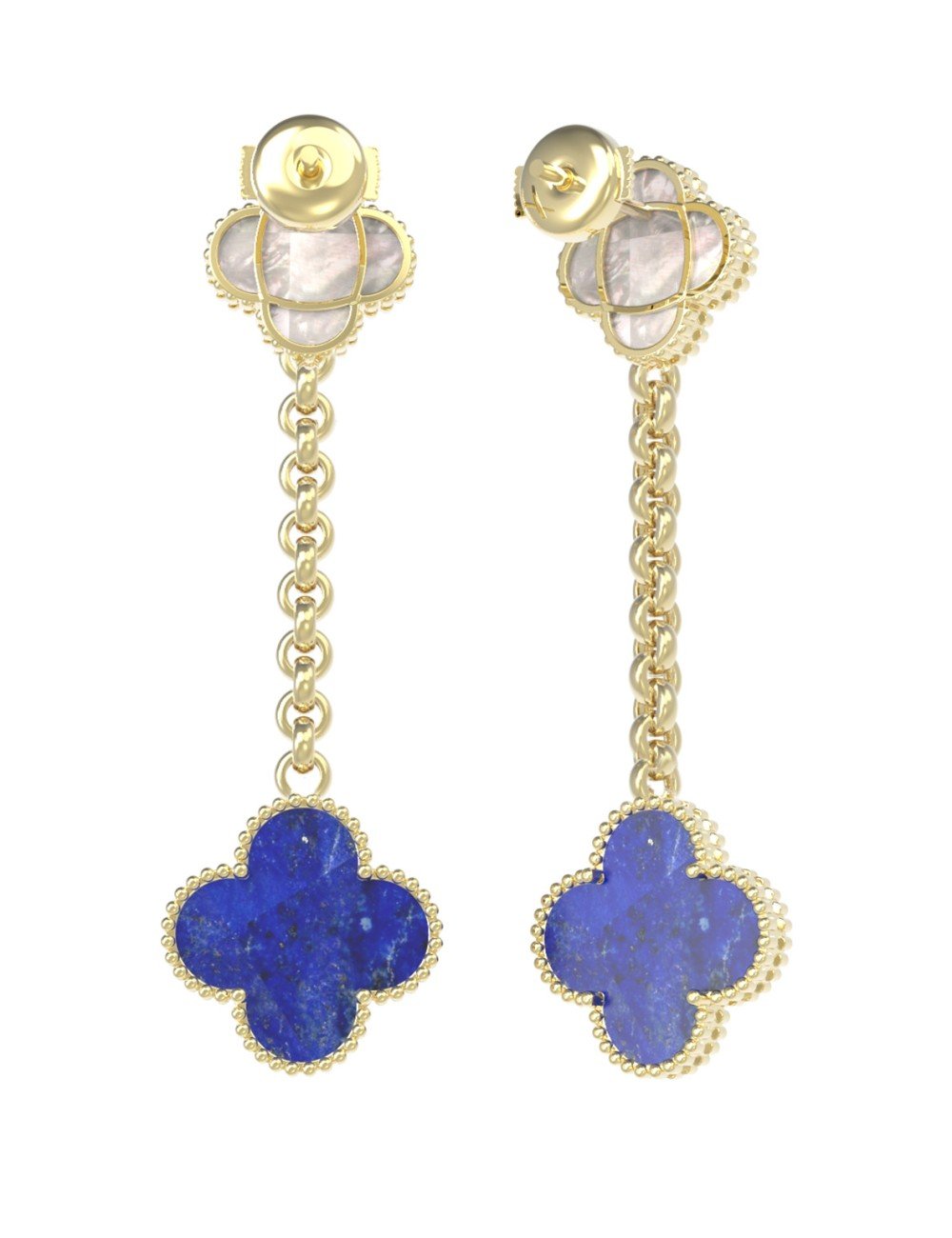 Серьги из лимонного золота c лазуритом и перламутром