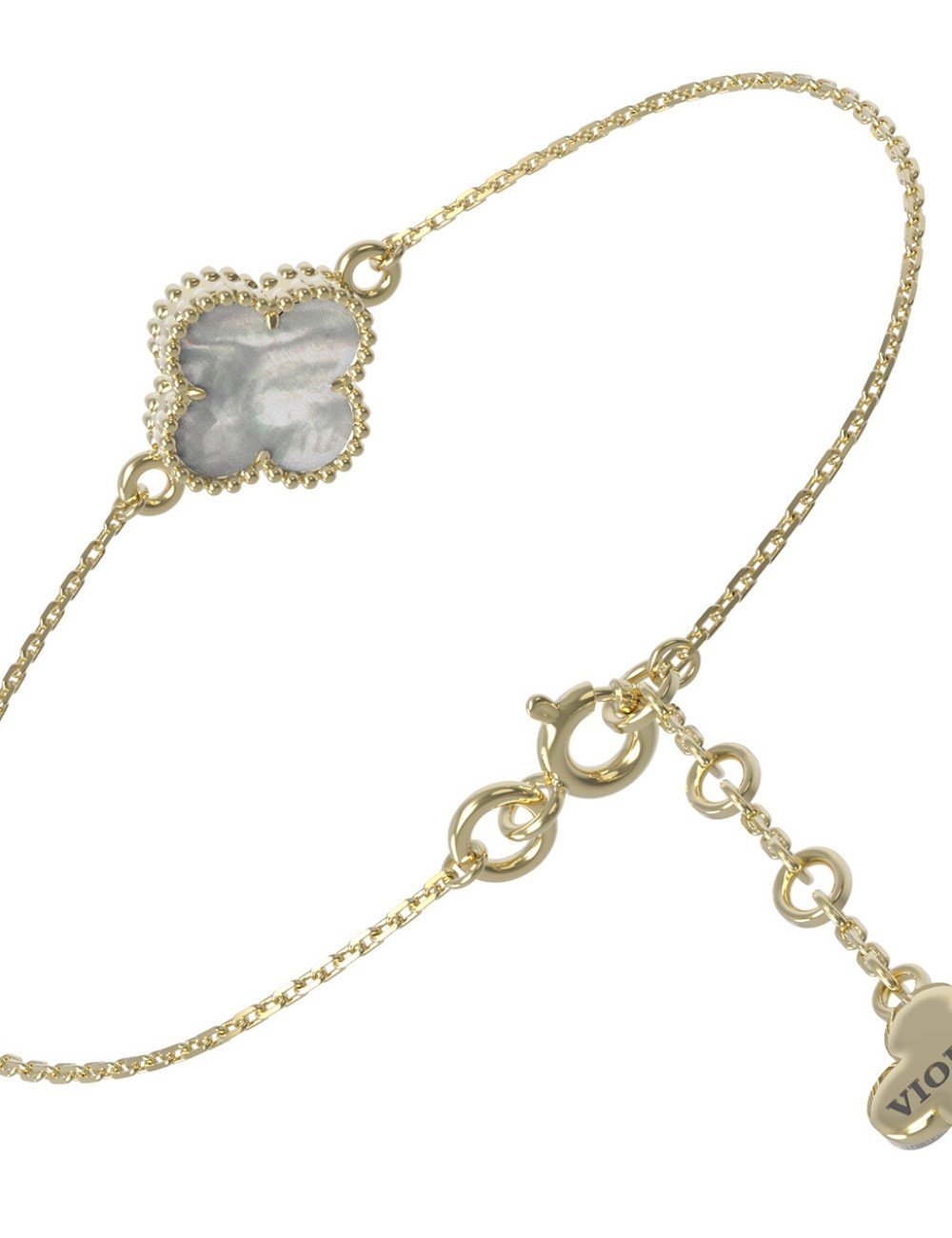 Браслет из лимонного золота c перламутром