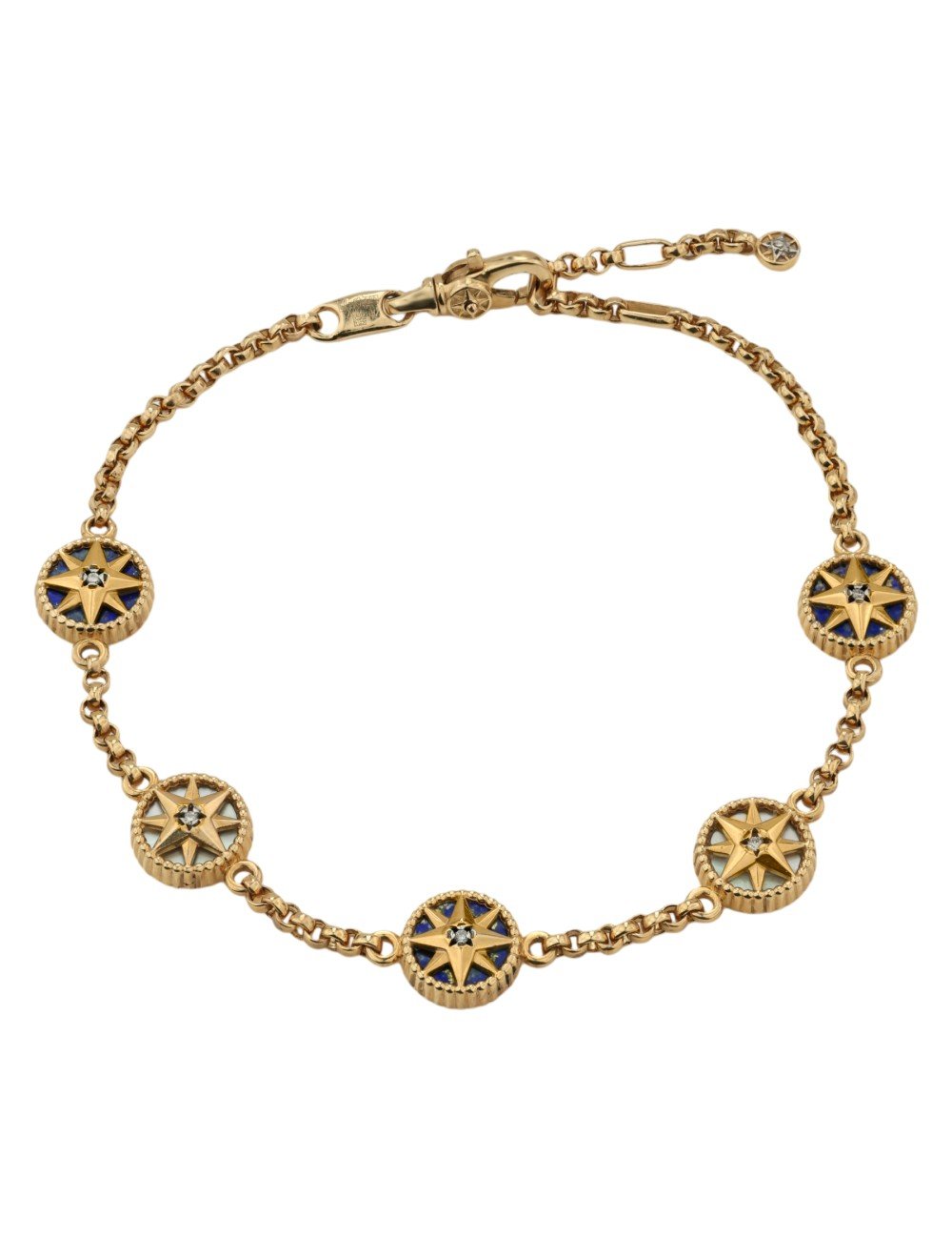 Браслет из золота c бриллиантами, лазуритом и перламутром