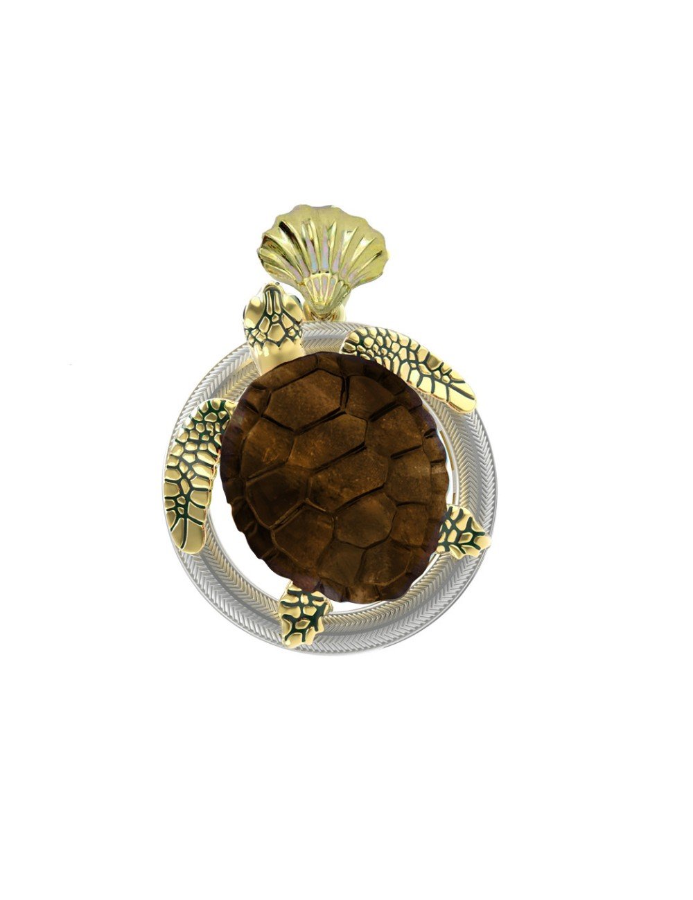 Подвеска из лимонного золота c эмалью и железным деревом