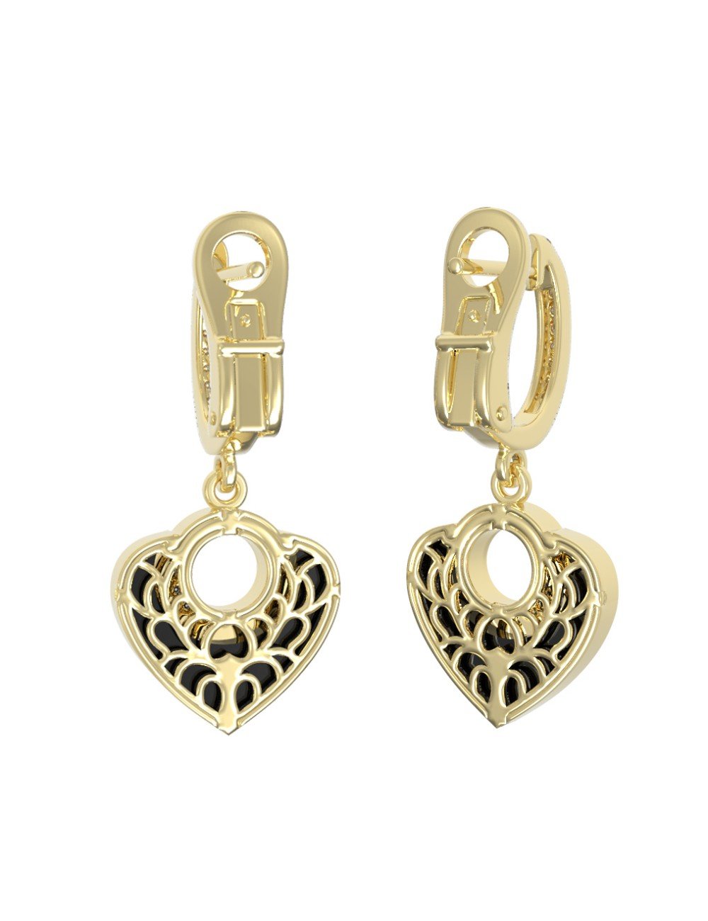 Серьги из лимонного золота c бриллиантами и ониксом