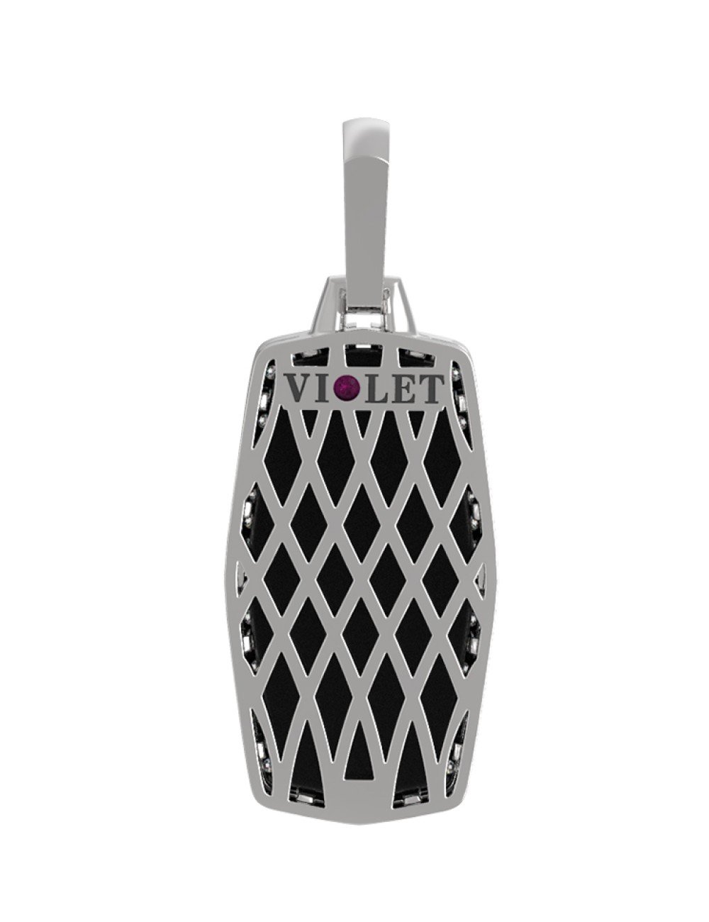 Подвеска из белого золота c бриллиантами, рубином и ониксом