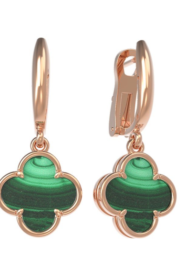 Серьги из золота c малахитом