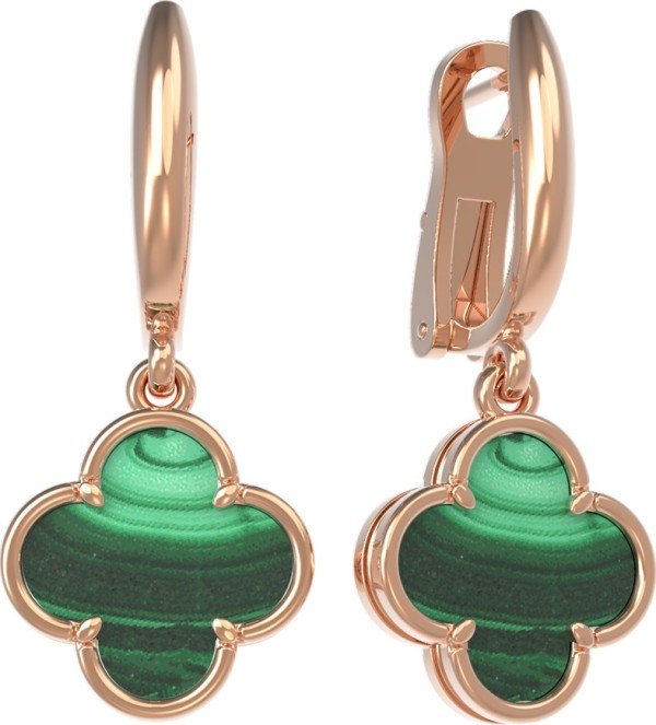 Серьги из золота c малахитом