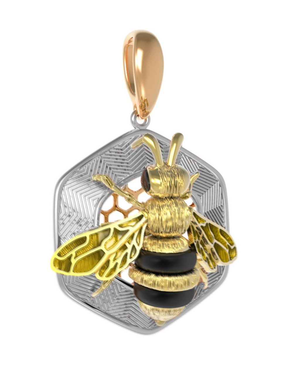 Подвеска из золота c эмалью, ониксом и эмалью