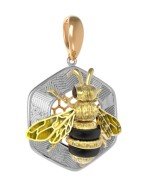 Подвеска из золота c эмалью, ониксом и эмалью