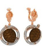 Серьги из золота c эмалью и железным деревом