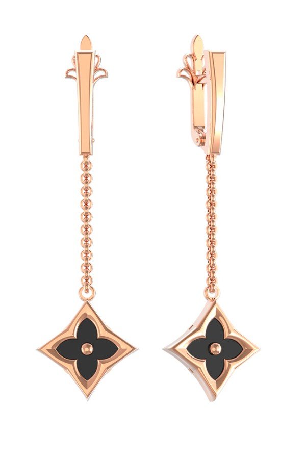 Серьги из золота c ониксом