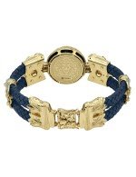 Браслет из лимонного золота c эмалью, бриллиантами, кожаным шнурком и ониксом