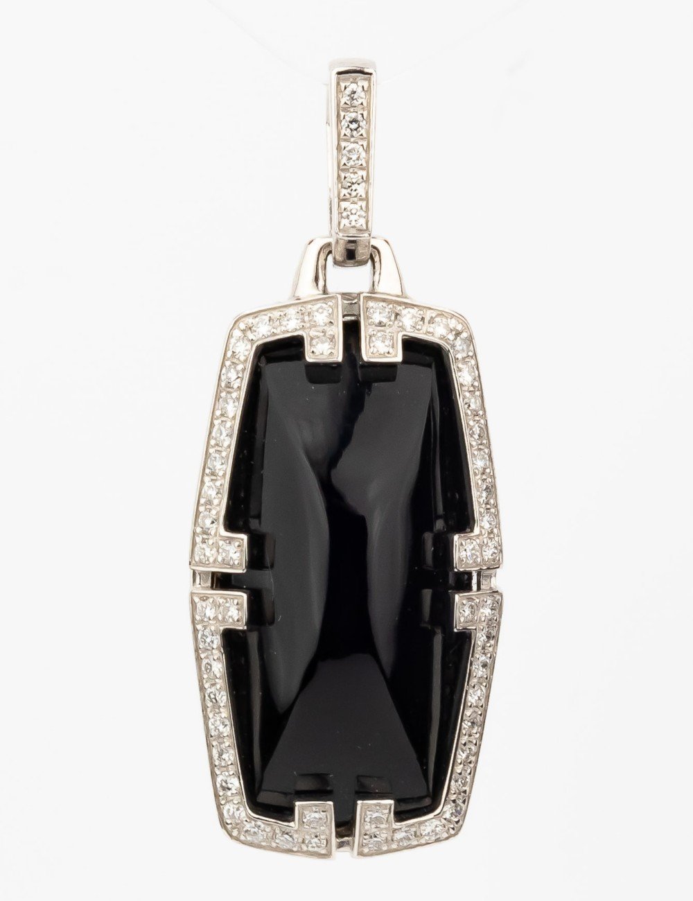 Подвеска из белого золота c бриллиантами, рубином и ониксом