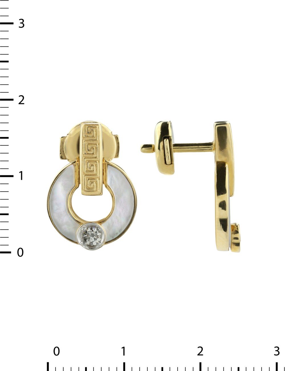 Серьги из лимонного золота c бриллиантами и перламутром