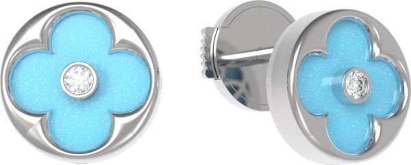 Серьги из белого золота c бриллиантами и бирюзой