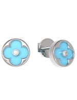 Серьги из белого золота c бриллиантами и бирюзой