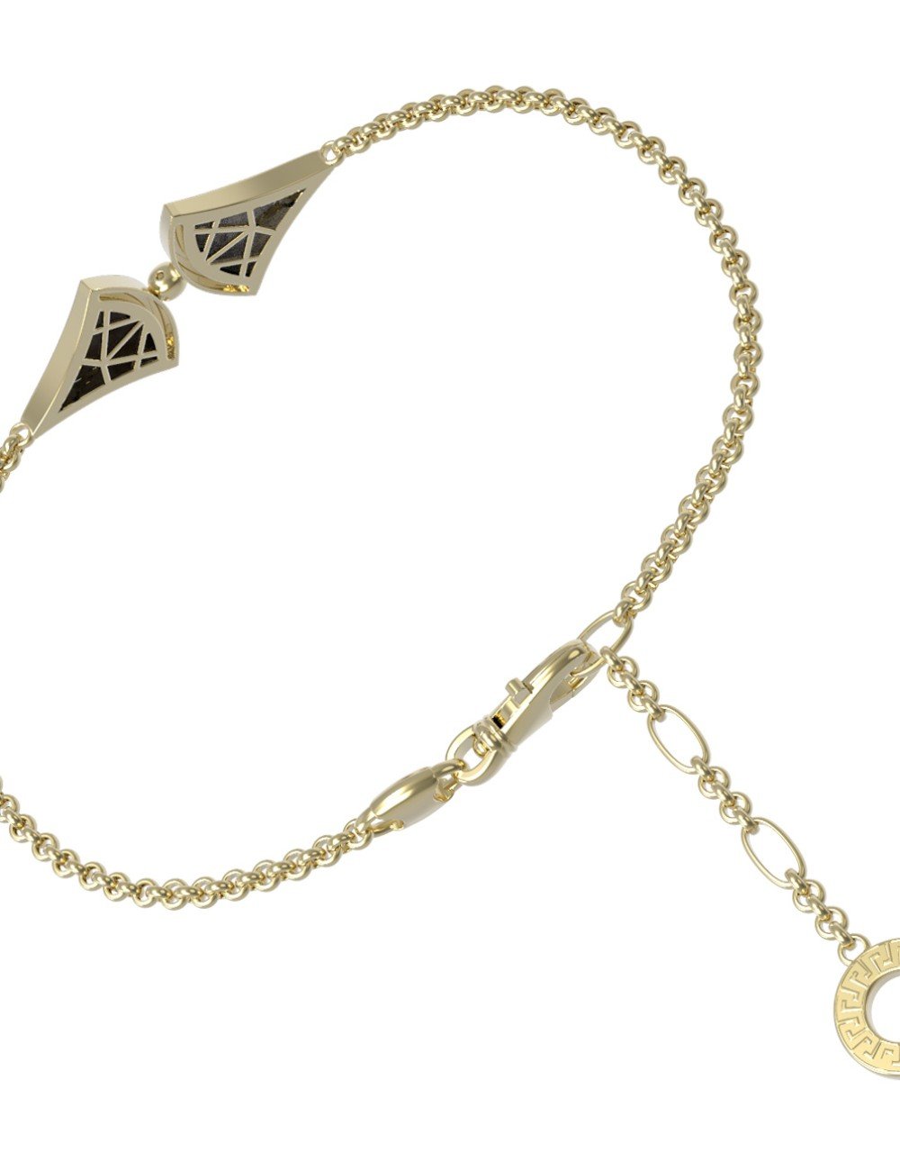 Браслет из лимонного золота c ониксом и перламутром