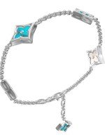 Браслет из белого золота c бирюзой и перламутром