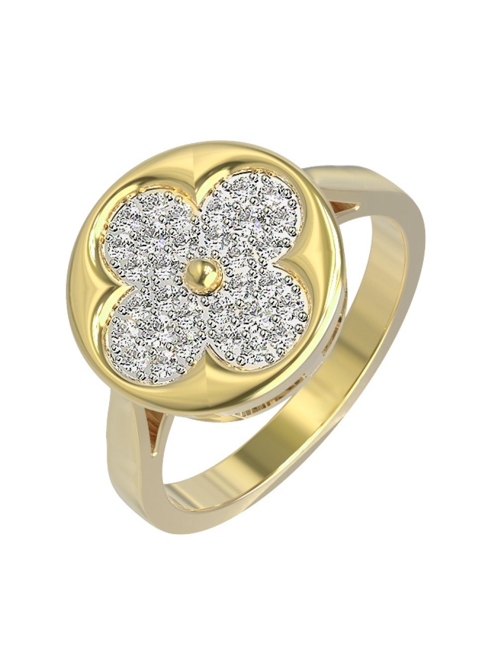 Кольцо из лимонного золота c бриллиантами